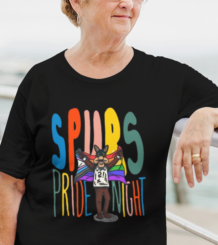 Spurs Pride Night Rainbow Flag Mascot 21 T-Shirt