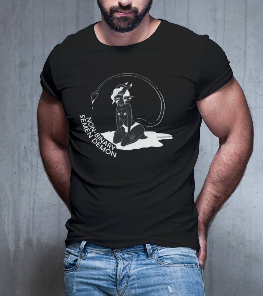 Non-Binary Semen Demon Fantasy Illustration By Party Skeletons T-Shirt