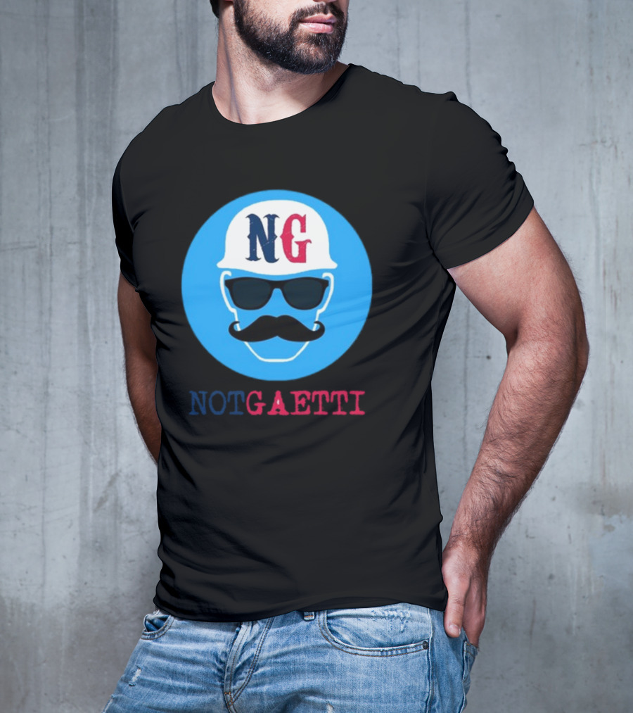 NG Not Gaetti Mustache Hat Sunglasses Blue Circle T-Shirt