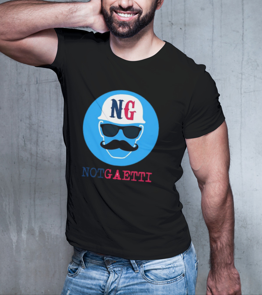 NG Not Gaetti Mustache Hat Sunglasses Blue Circle T-Shirt
