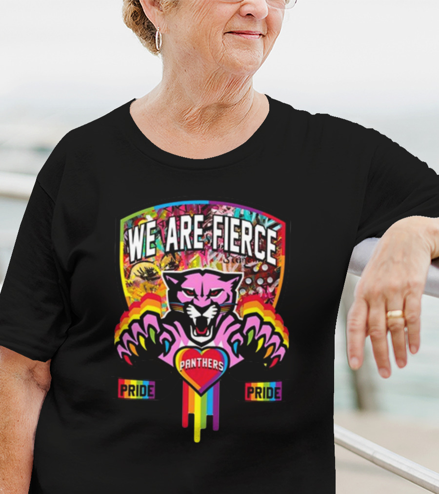 We Are Fierce Panthers Pride Colorful Rainbow Badge T-Shirt