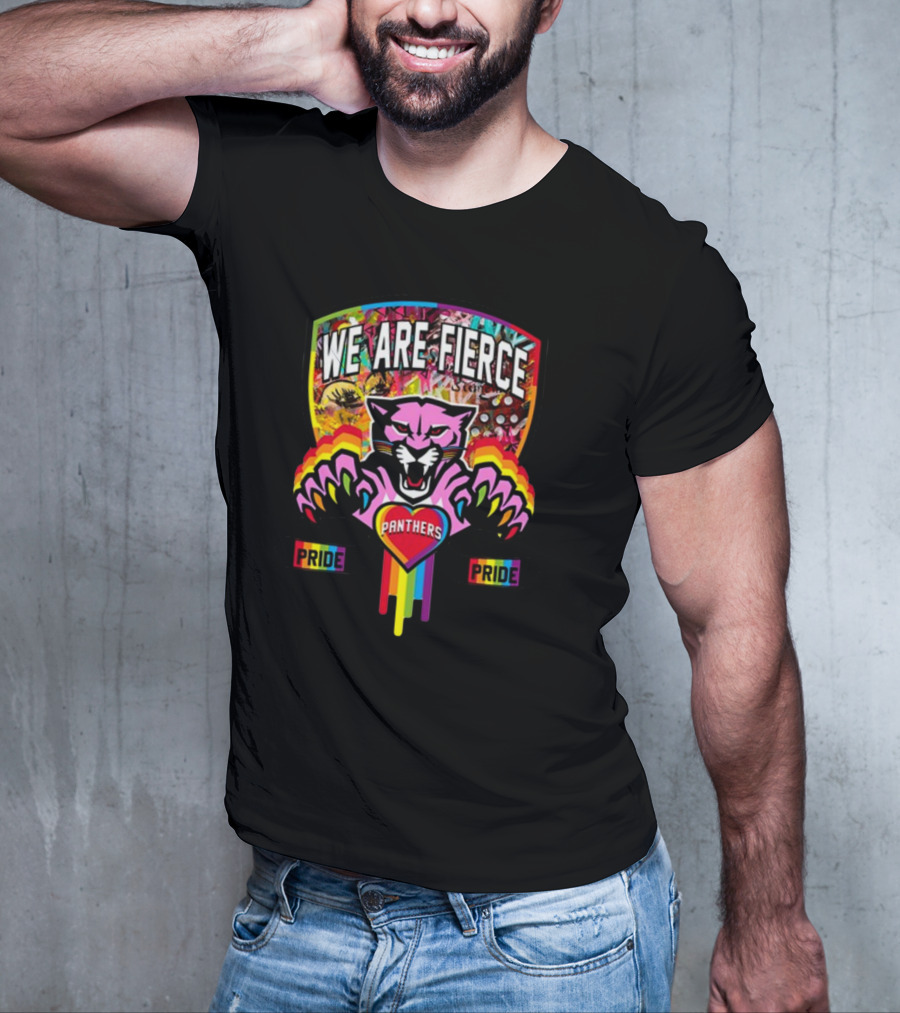 We Are Fierce Panthers Pride Colorful Rainbow Badge T-Shirt