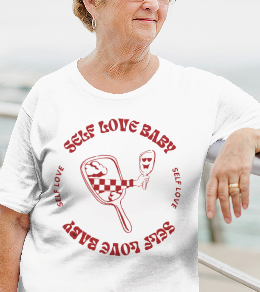 Self Love Baby Hand Mirror Reflection Checkered Arm Hearts T-Shirt