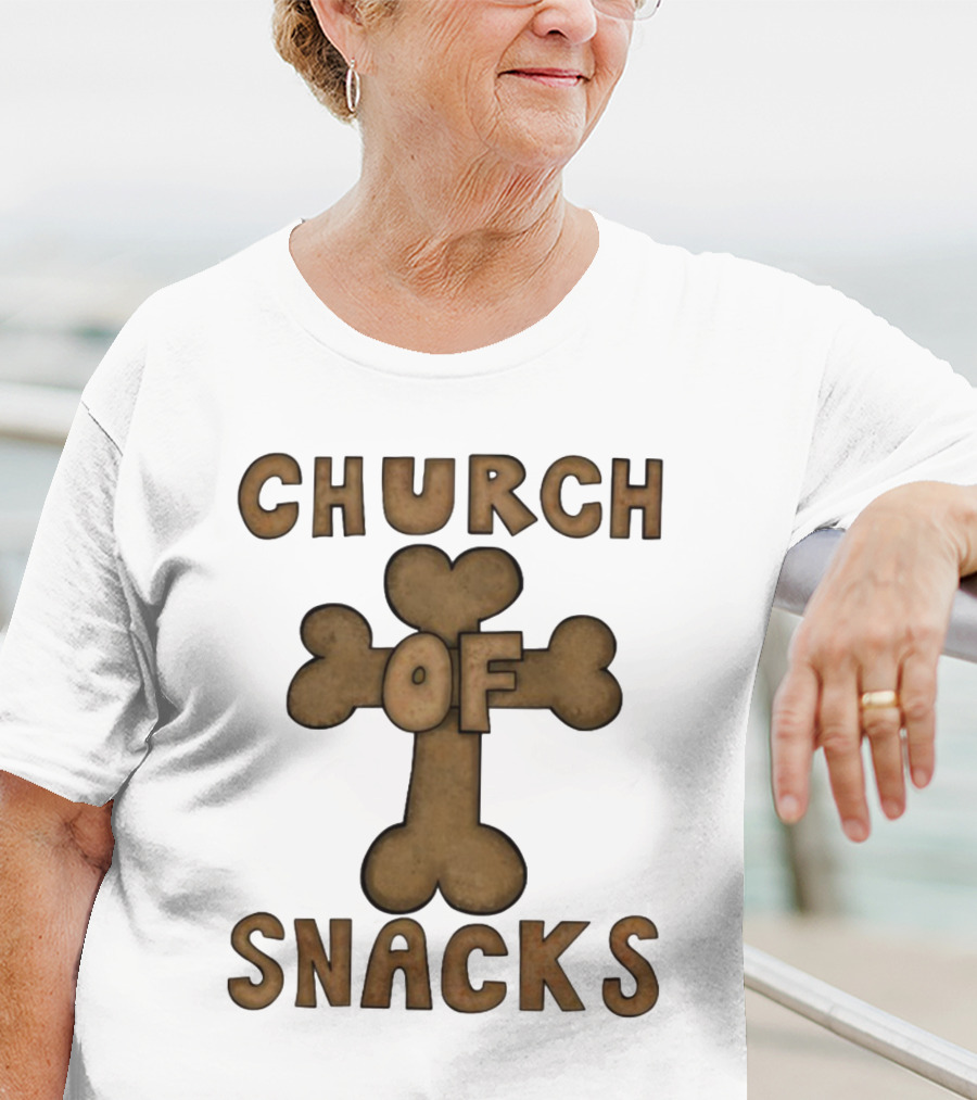Church Of Snacks Bone Cookie Cross T-Shirt