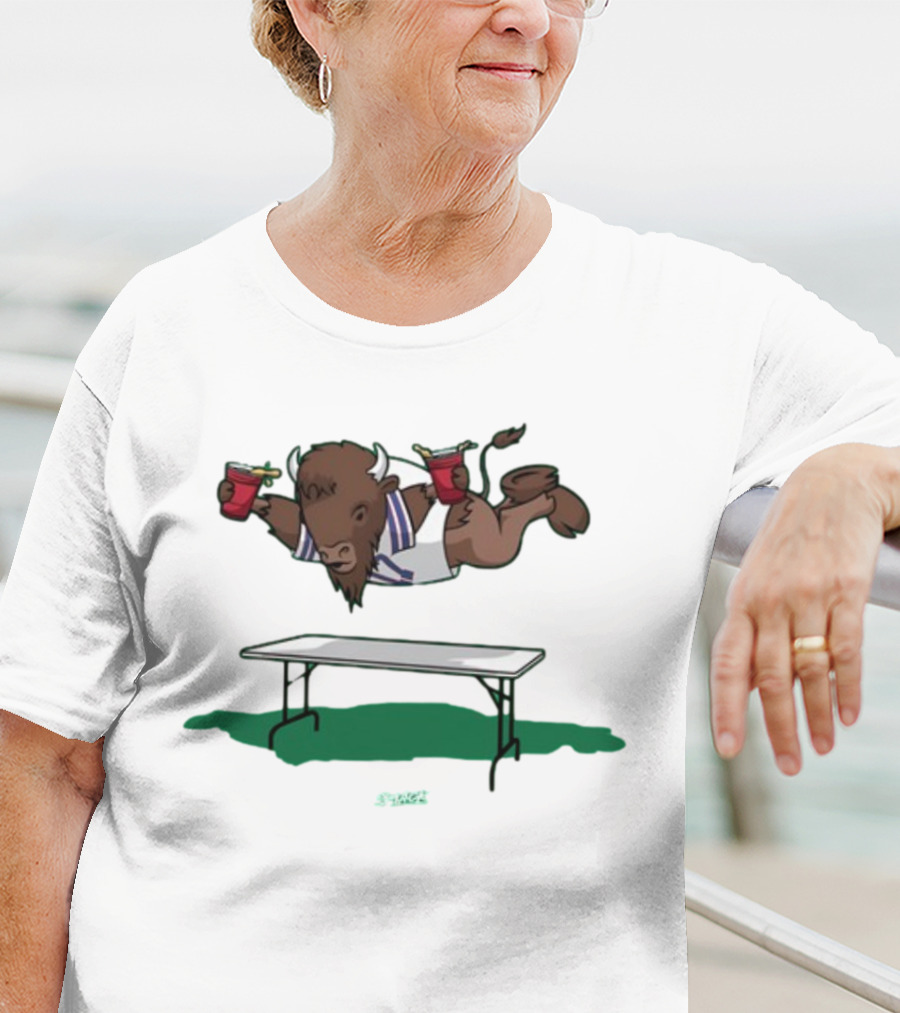 Smack Buffalo Jumping Over Table With Red Cups T-Shirt