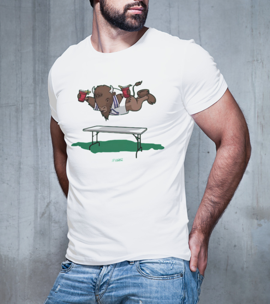 Smack Buffalo Jumping Over Table With Red Cups T-Shirt
