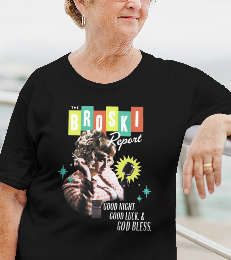 The Broski Report Good Night Good Luck God Bless Retro Style Microphone T-Shirt