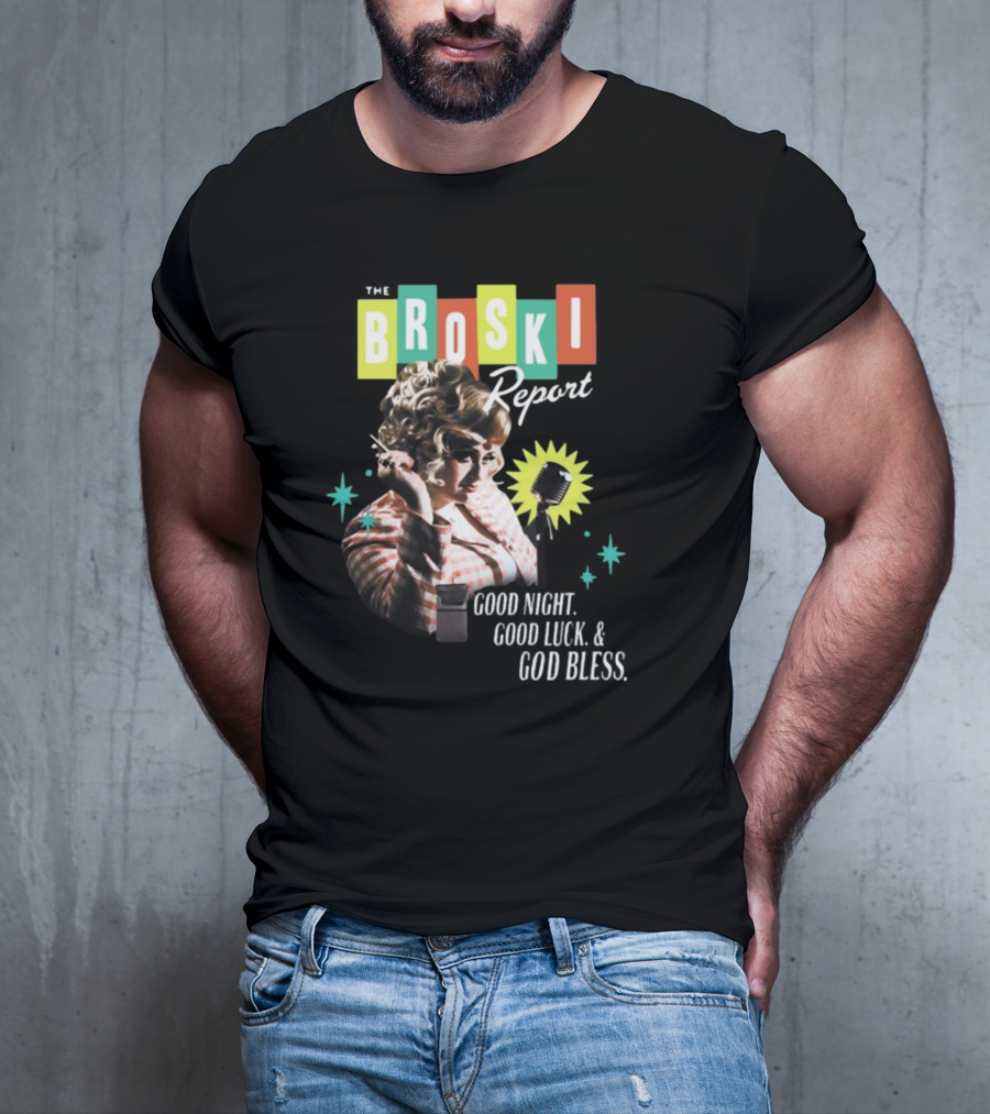 The Broski Report Good Night Good Luck God Bless Retro Style Microphone T-Shirt