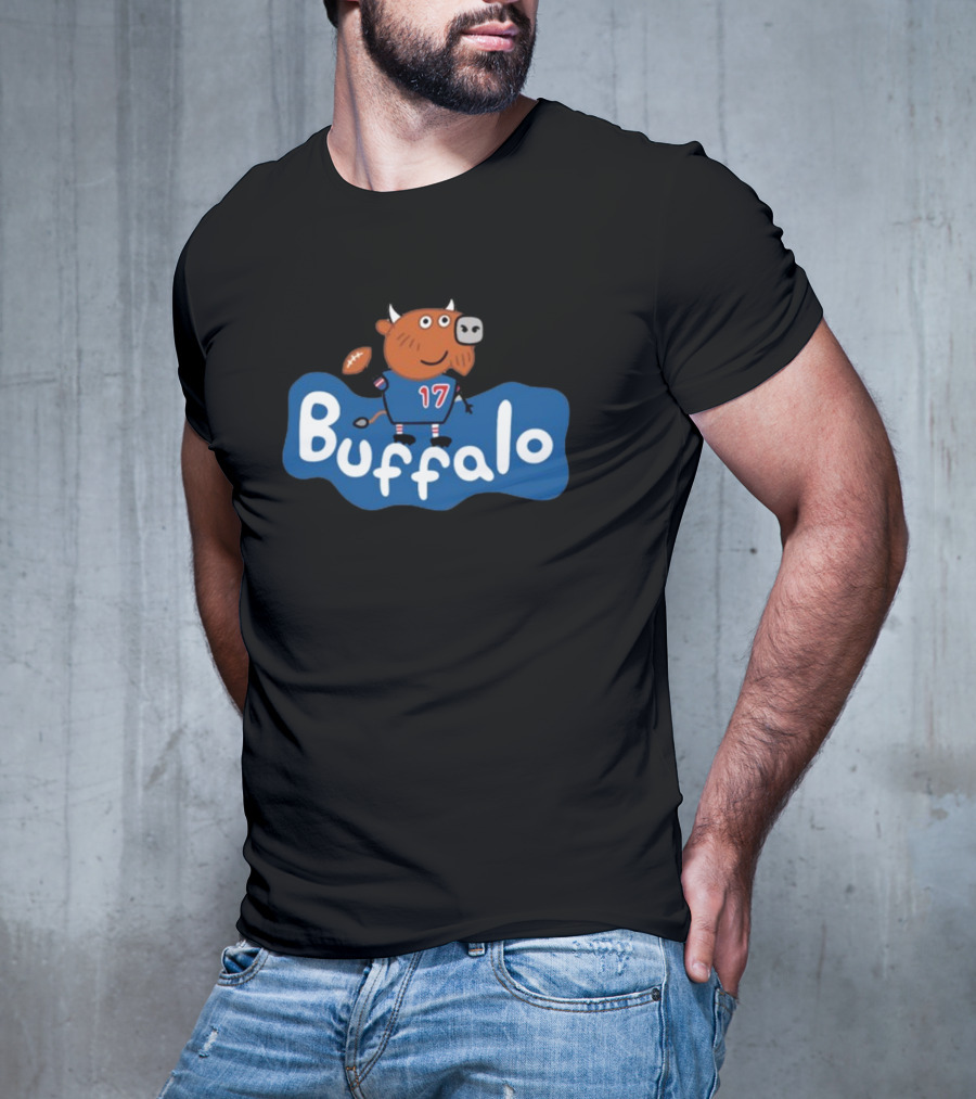 Buffalo Football Cartoon Bull 17 T-Shirt