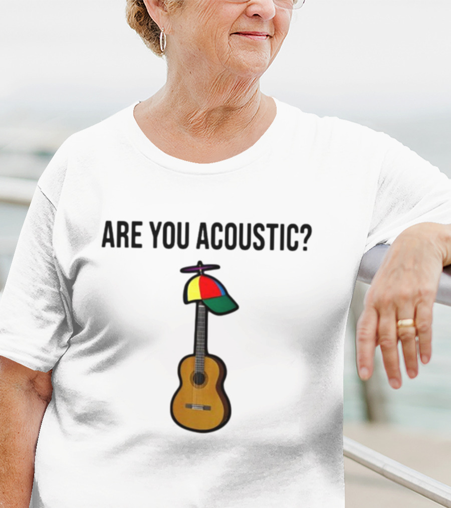 Are You Acoustic Guitar With Colorful Propeller Hat T-Shirt