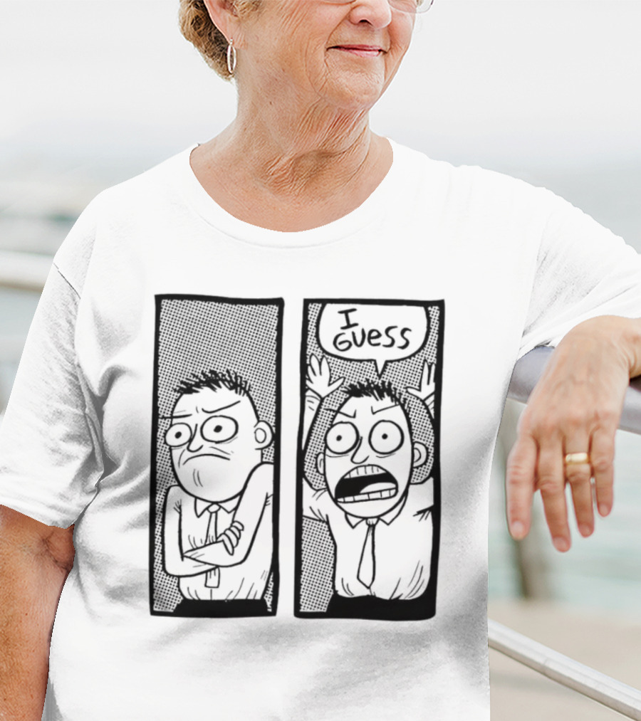 Quality Thomas 'Tomska' Ridgewell Comic I Guess Character Panels T-Shirt