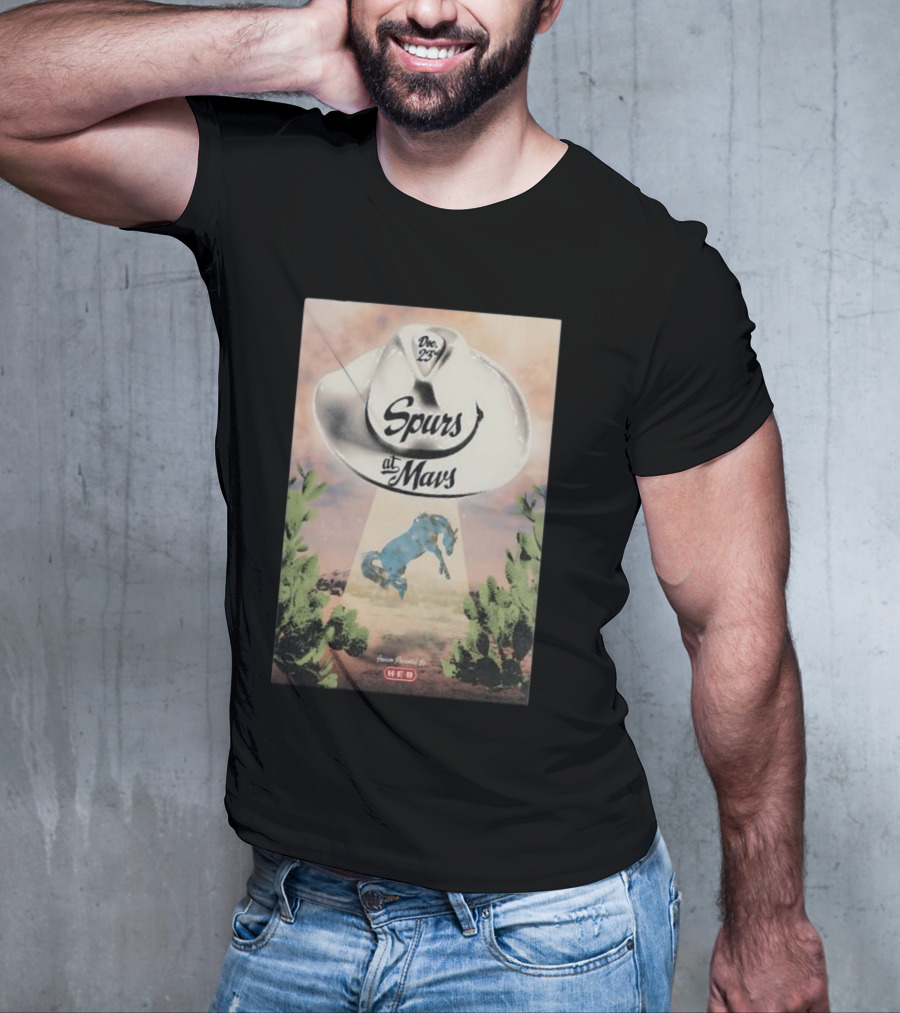 Dec 23 Spurs At Mavs Presented By H-E-B Cowboy Hat And Cactus Scene T-Shirt