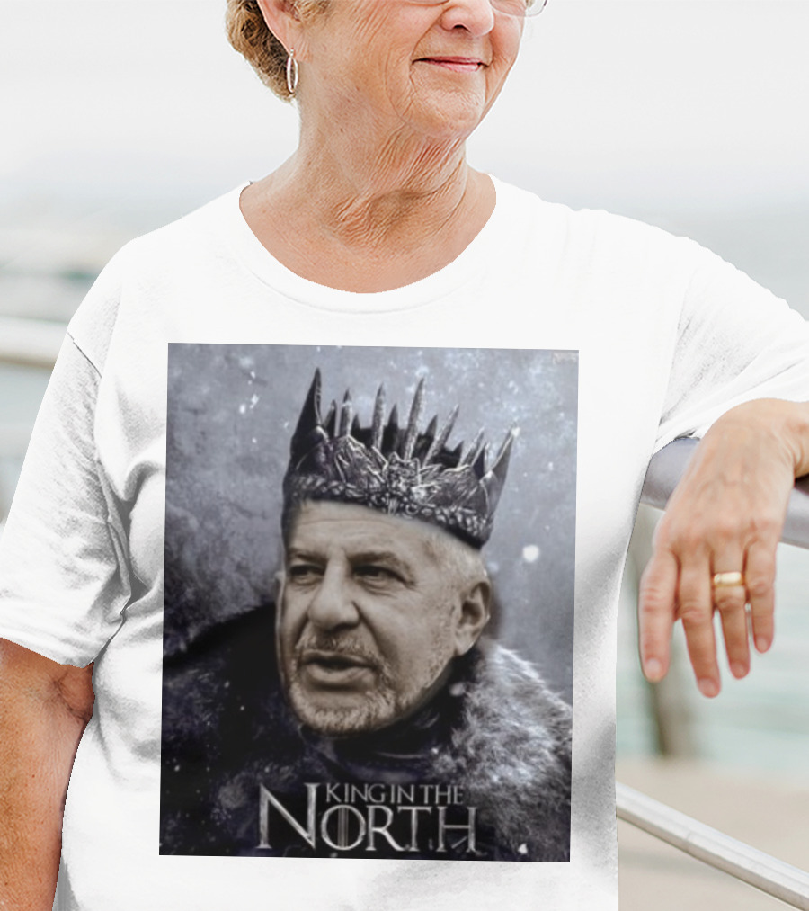 Bill Belichick King In The North Game Of Thrones Style Crown And Fur Cloak T-Shirt