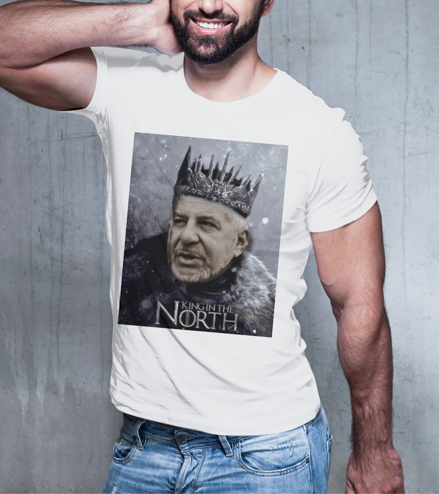 Bill Belichick King In The North Game Of Thrones Style Crown And Fur Cloak T-Shirt