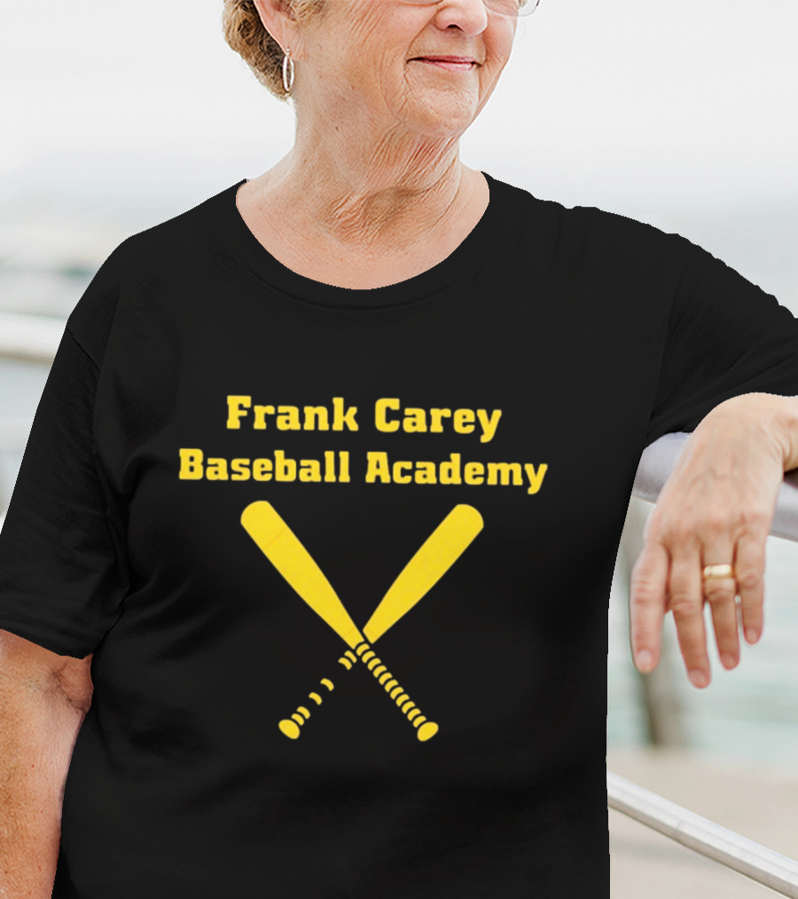 Frank Carey Baseball Academy Yellow Crossed Bats T-Shirt