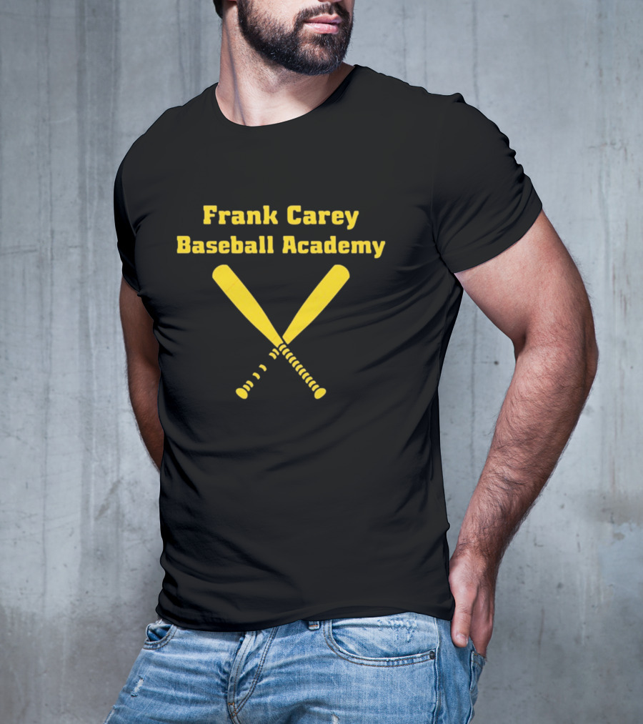 Frank Carey Baseball Academy Yellow Crossed Bats T-Shirt