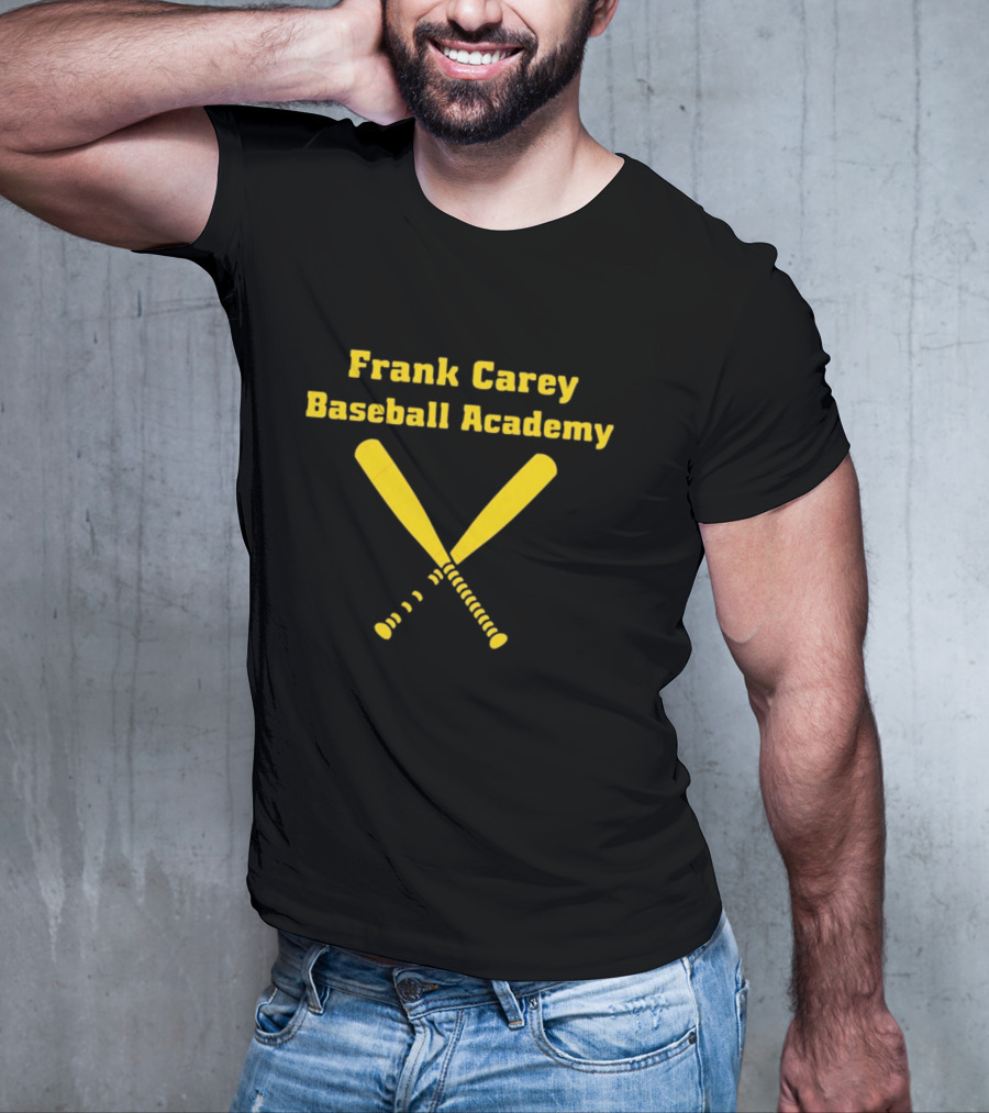 Frank Carey Baseball Academy Yellow Crossed Bats T-Shirt