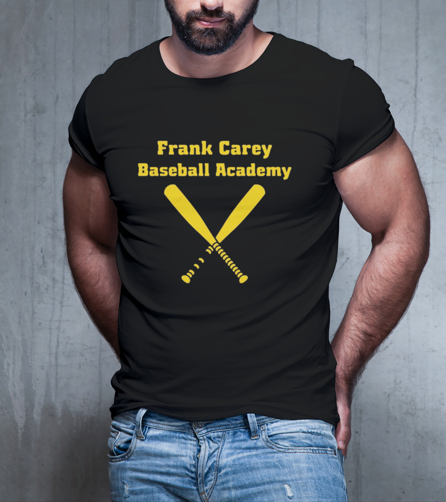 Frank Carey Baseball Academy Yellow Crossed Bats T-Shirt