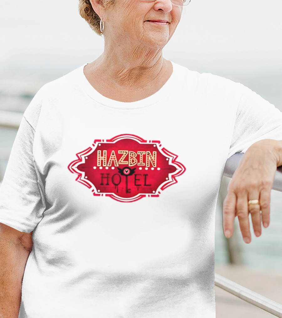 Hazbin Hotel Hazbinhotel Logo Badge With Heart And Winged Eye T-Shirt