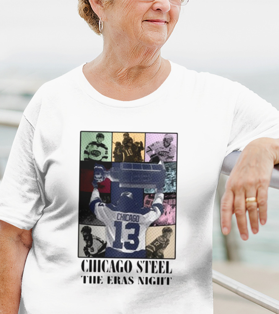 Chicago Steel The Eras Night Number 13 Hockey Collage T-Shirt