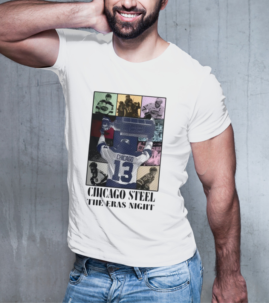 Chicago Steel The Eras Night Number 13 Hockey Collage T-Shirt