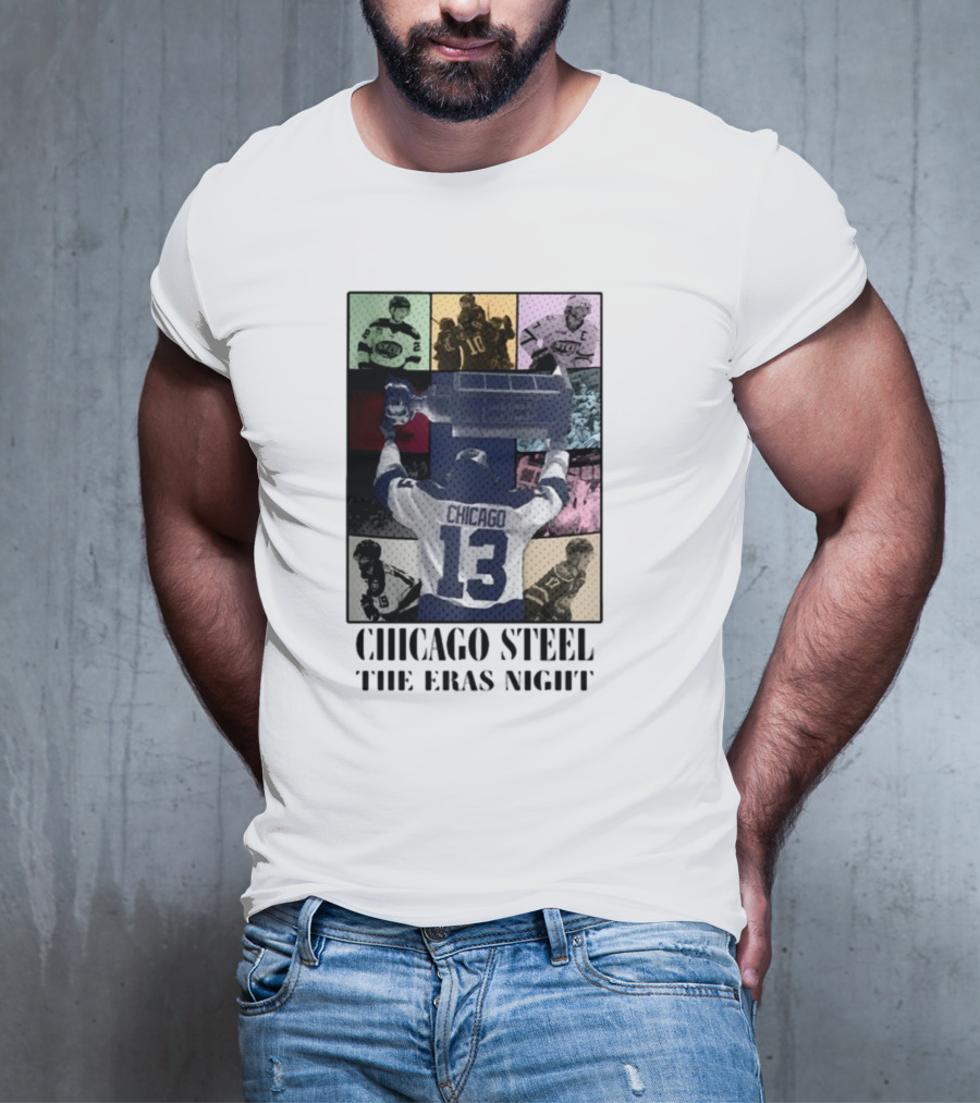 Chicago Steel The Eras Night Number 13 Hockey Collage T-Shirt