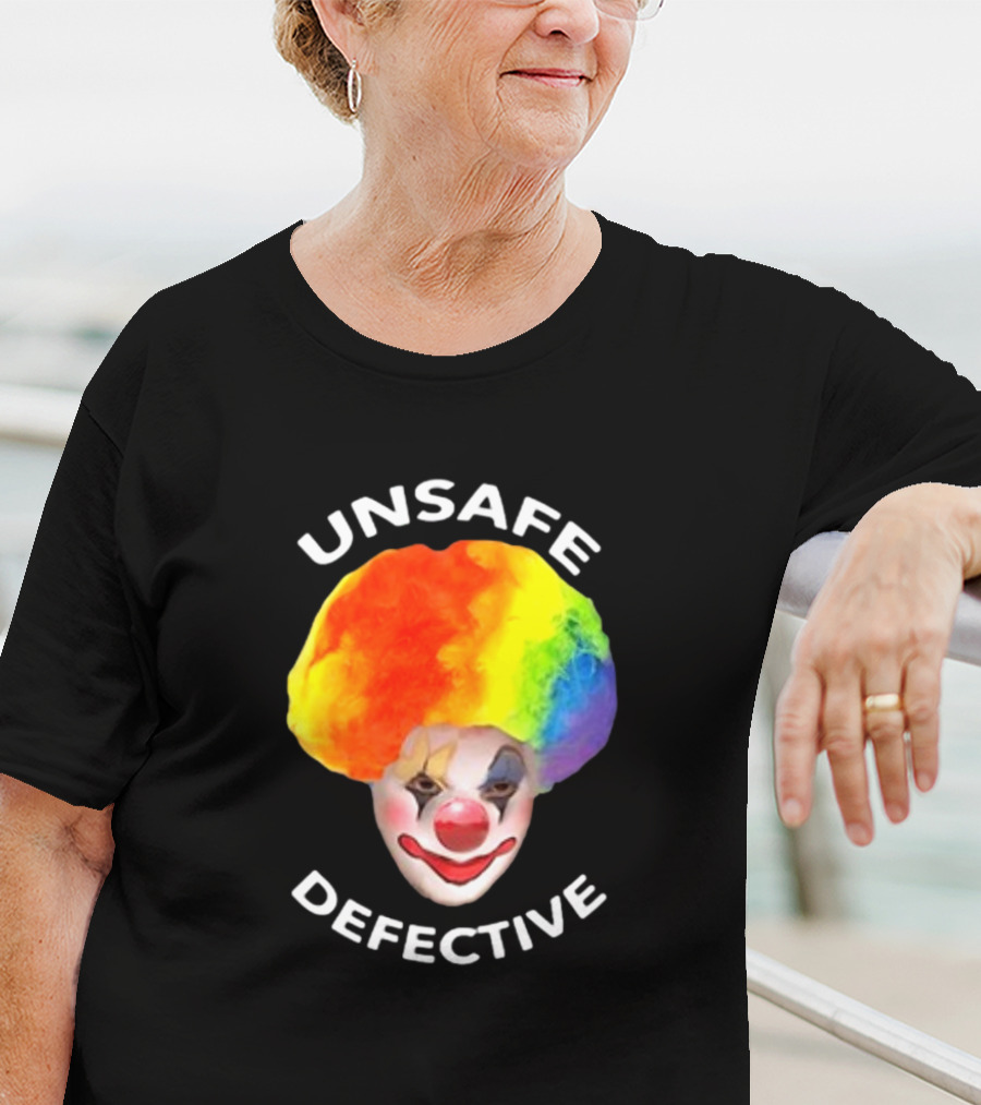 Unsafe Defective Clown Rainbow Hair Face T-Shirt