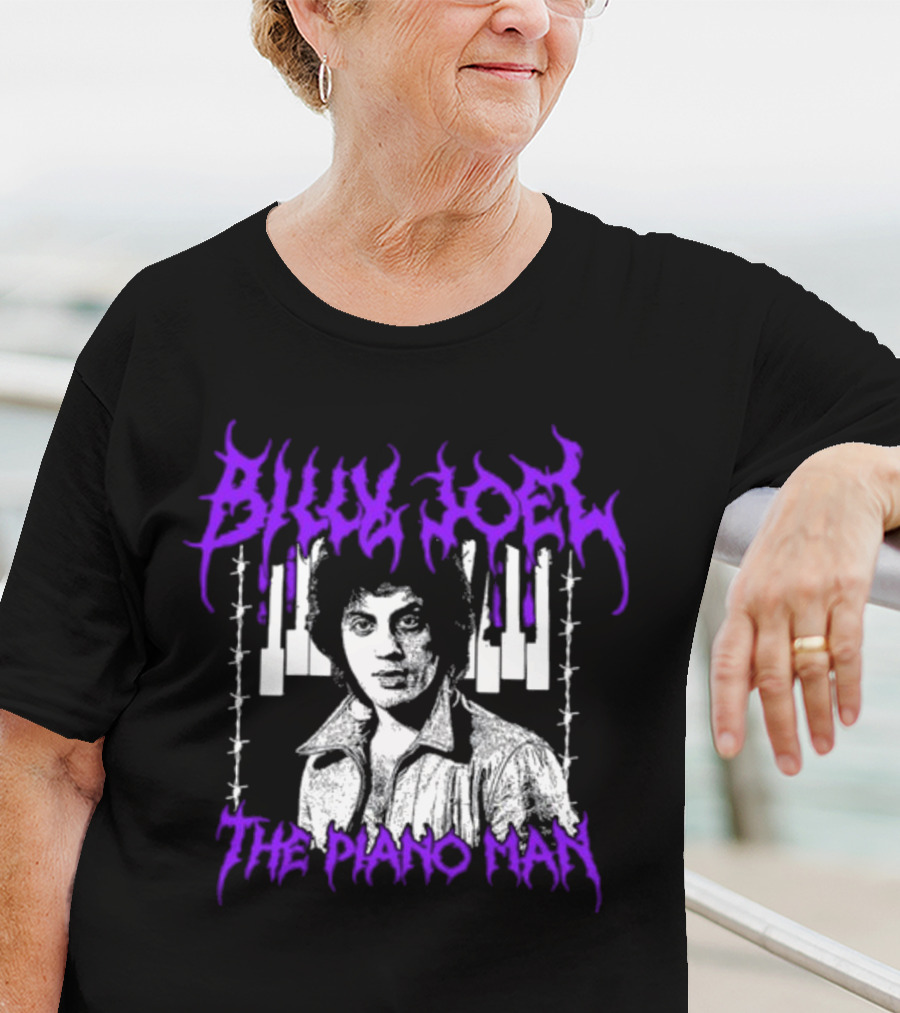 Billy Joel The Piano Man Purple Lettering Piano Keys T-Shirt