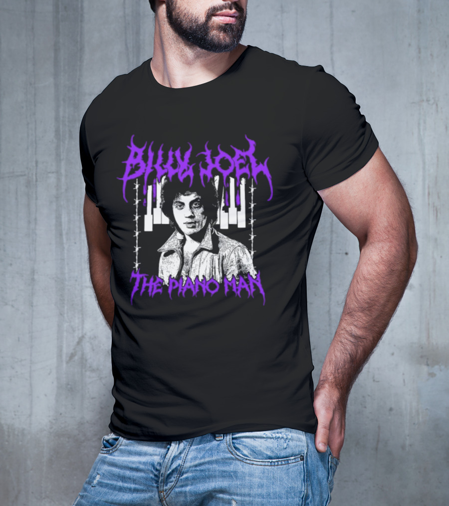 Billy Joel The Piano Man Purple Lettering Piano Keys T-Shirt