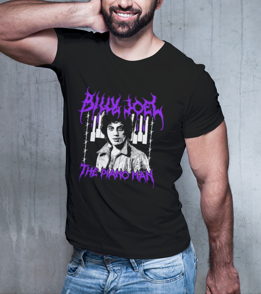 Billy Joel The Piano Man Purple Lettering Piano Keys T-Shirt