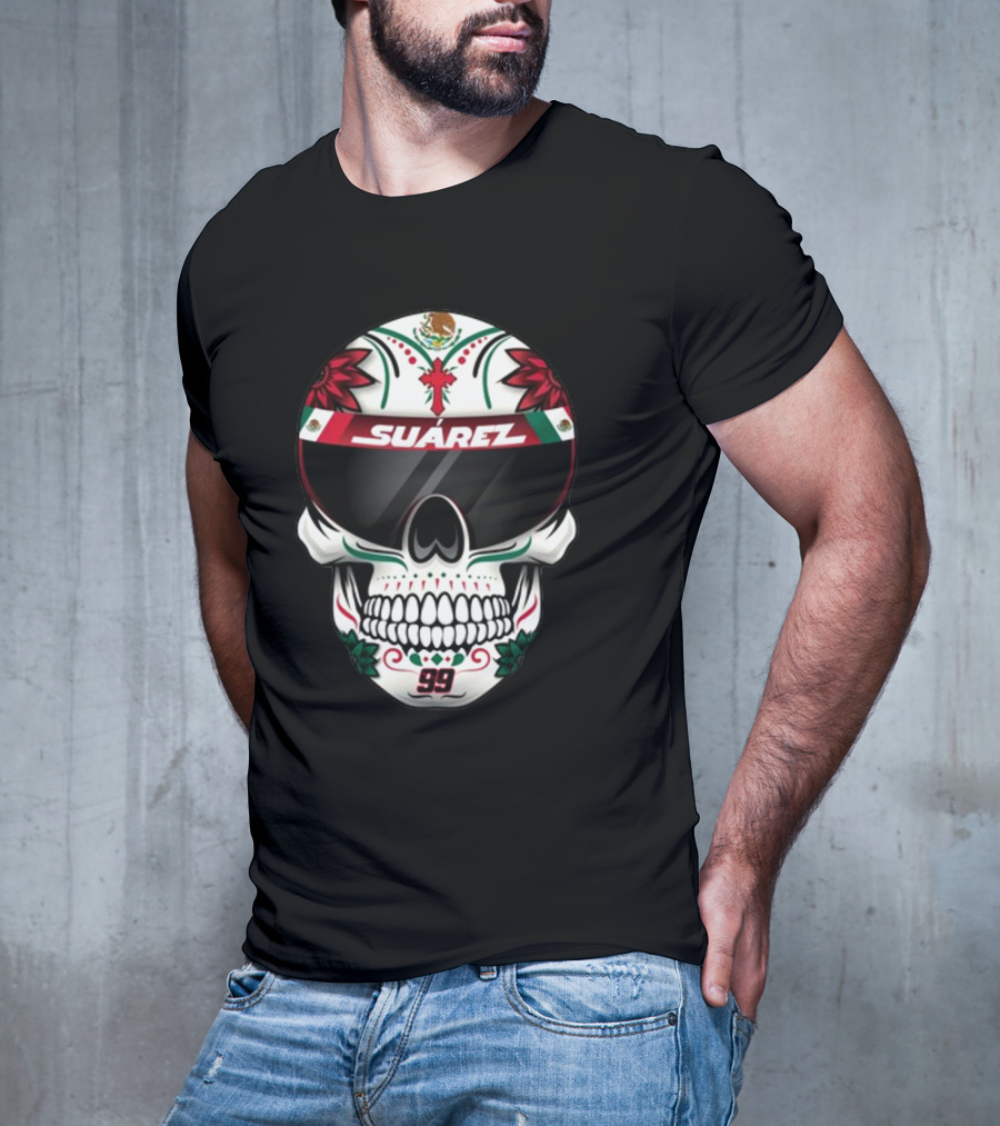 Danielsuarezracing Suárez Skull Helmet Visor 99 Mexican Flag Motif T-Shirt