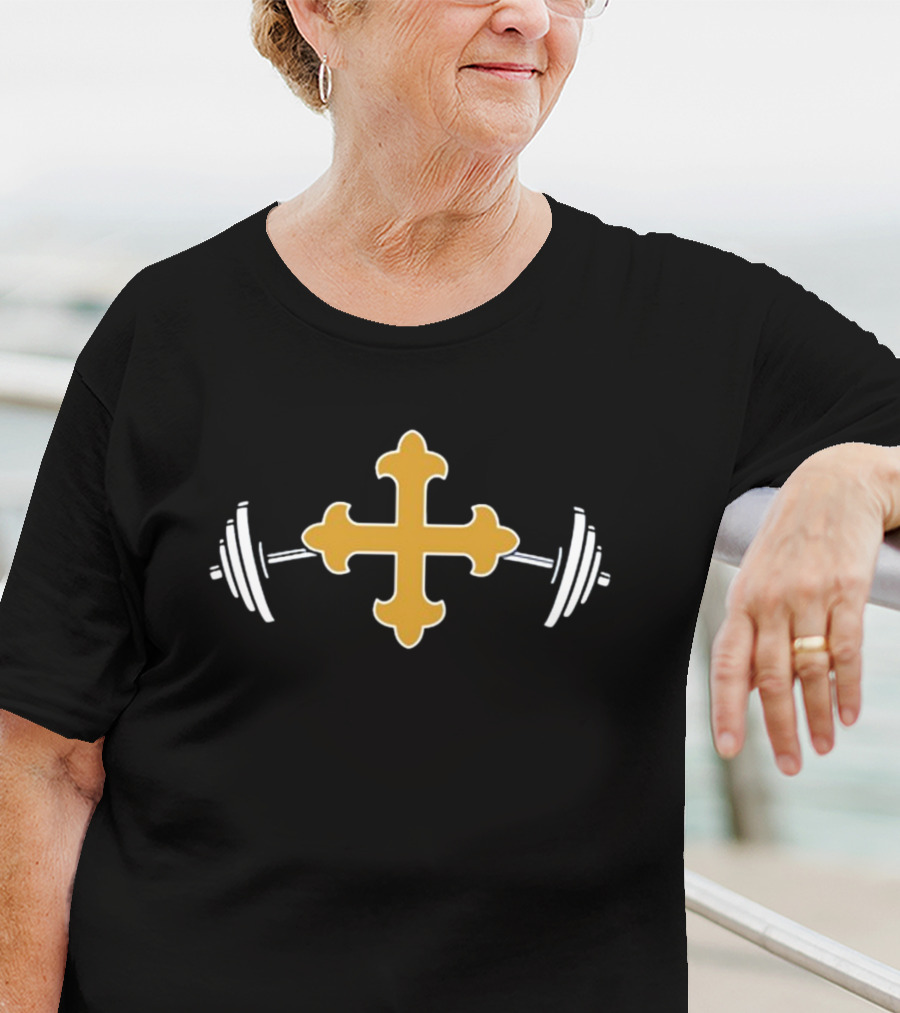 John Carroll Iron Streak Cross And Barbells T-Shirt
