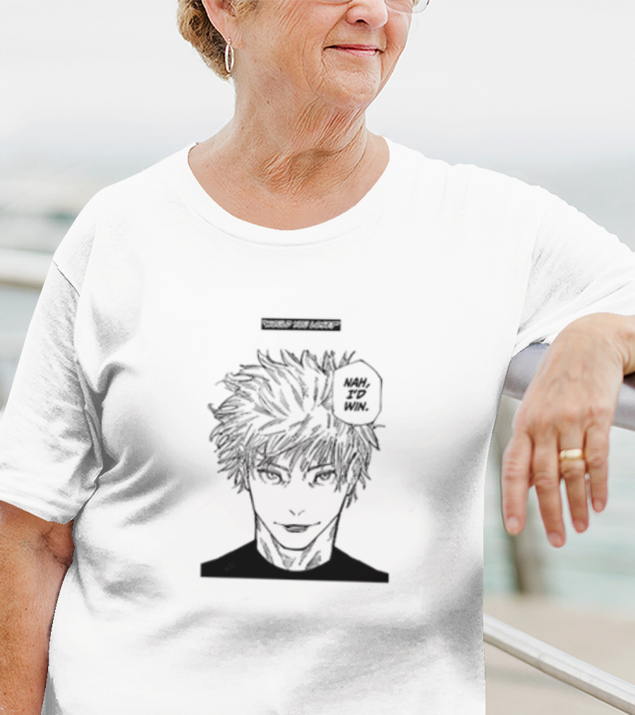 Goofyahhtees Nah I'd Win Manga Style Anime Character Confident Expression T-Shirt