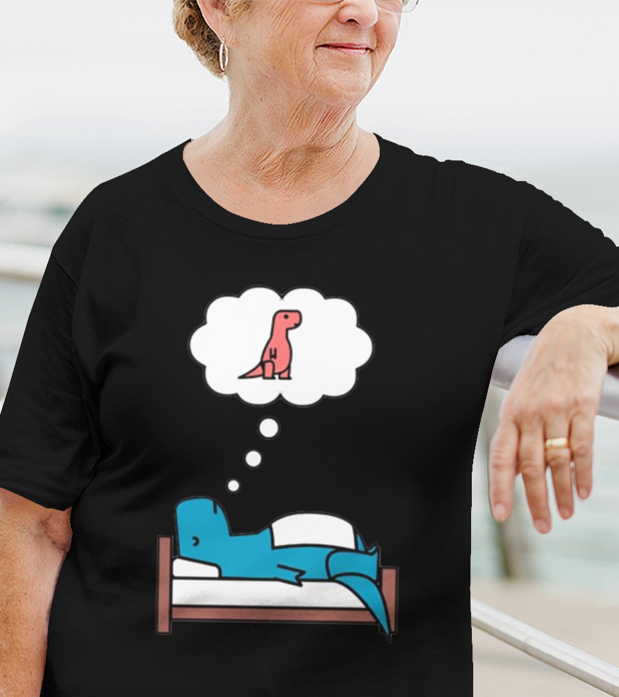 Dinosaur Dreaming BlueRex Sleeps And Imagines Red T-Rex T-Shirt