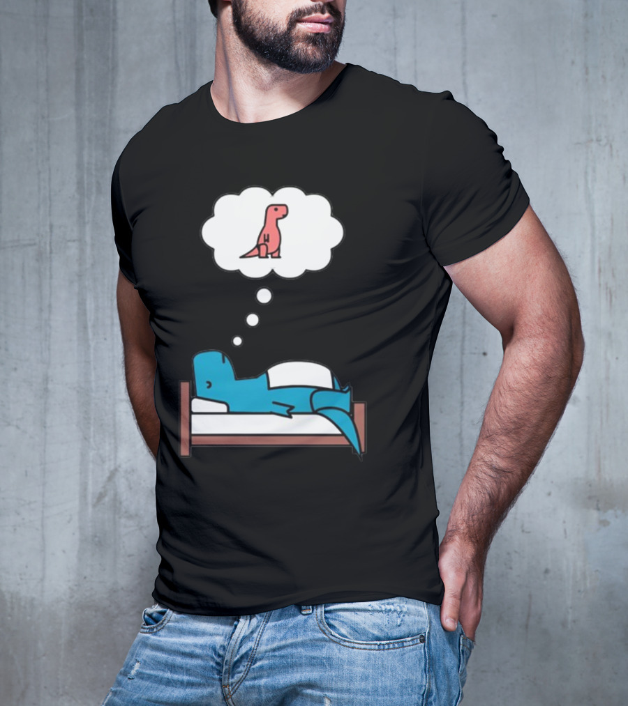 Dinosaur Dreaming BlueRex Sleeps And Imagines Red T-Rex T-Shirt