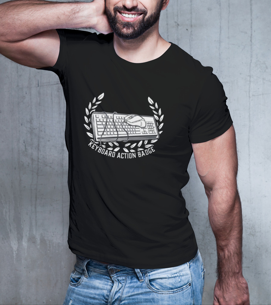 Keyboard Action Badge Laurel Wreath Emblem T-Shirt