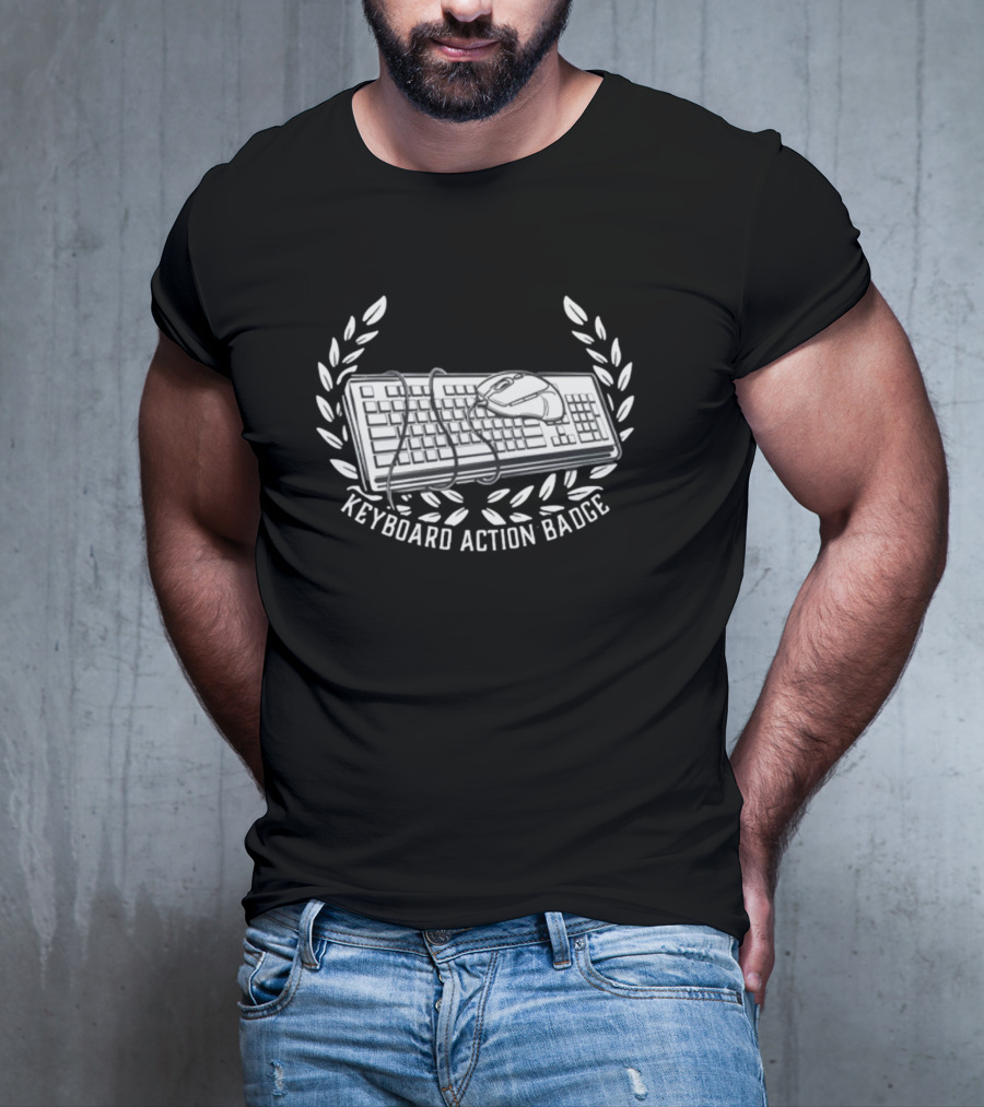 Keyboard Action Badge Laurel Wreath Emblem T-Shirt