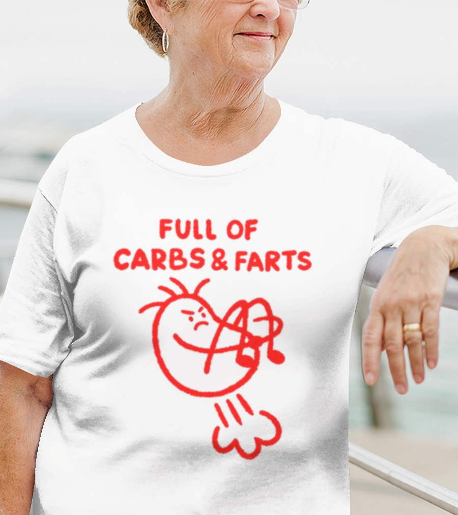 FULL OF CARBS AND FARTS Silly Cartoon Character Emitting Gas T-Shirt