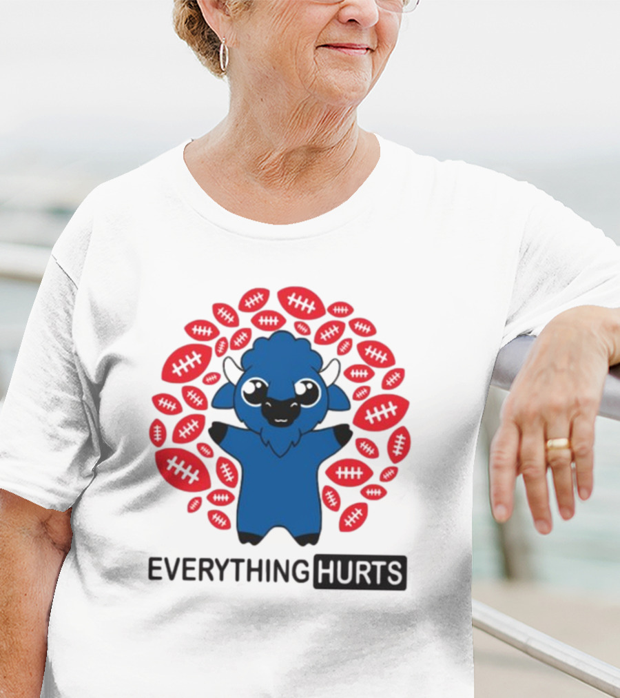 Buffalo Everything Hurts Surrounded By Red Footballs T-Shirt