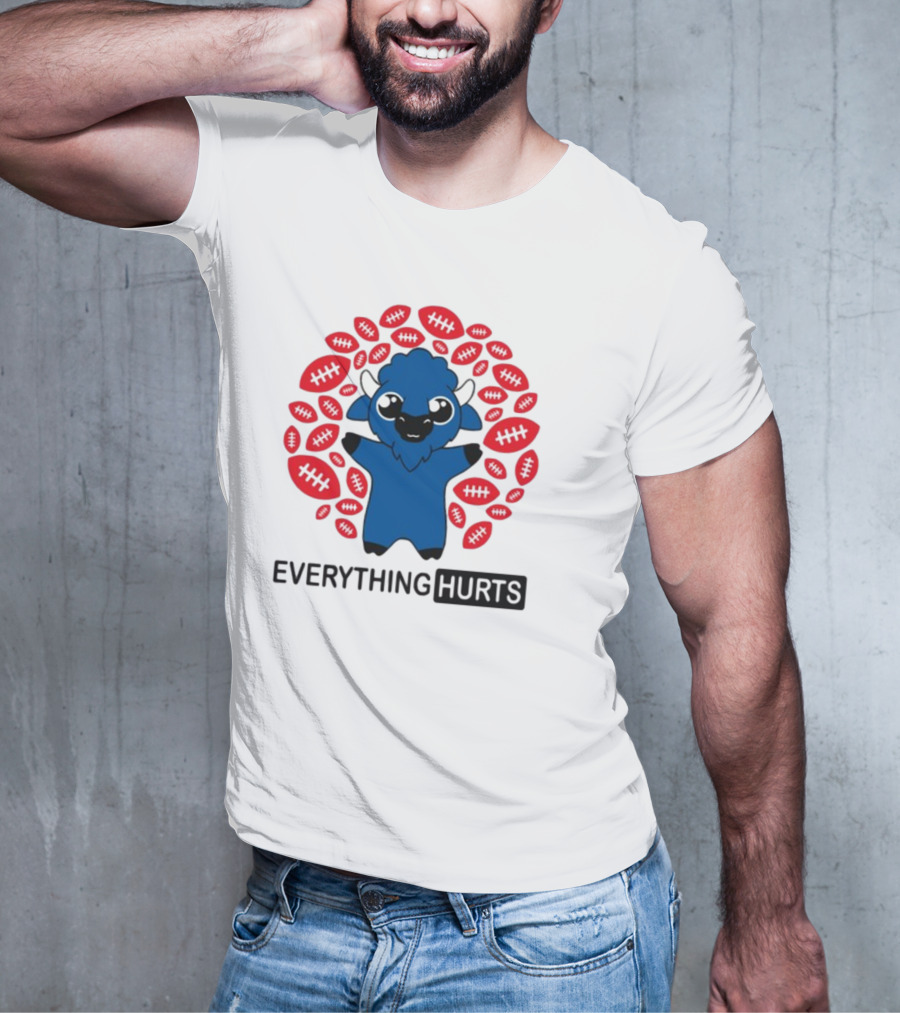 Buffalo Everything Hurts Surrounded By Red Footballs T-Shirt
