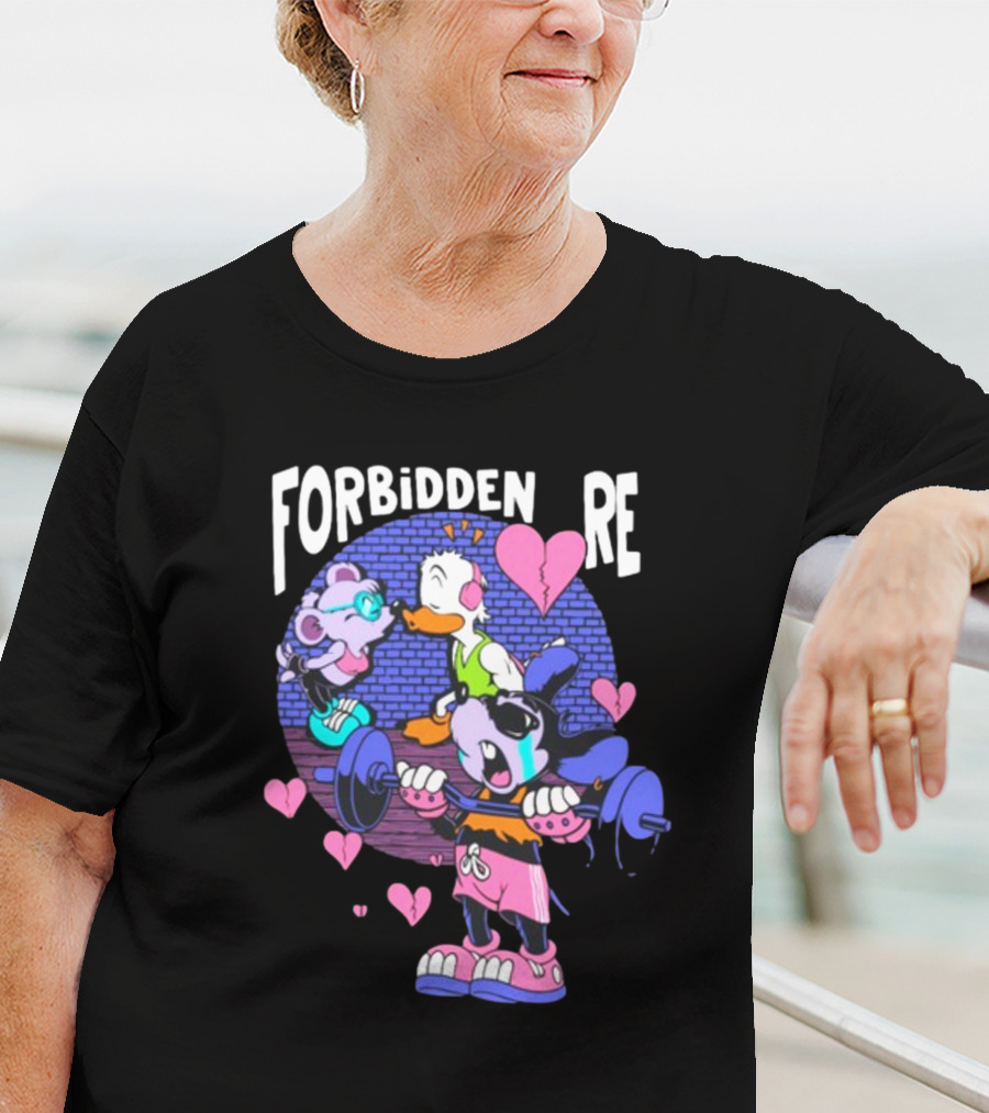 FORBIDDEN RE Broke Heart Cartoon Parody With Weights And Pink Hearts T-Shirt