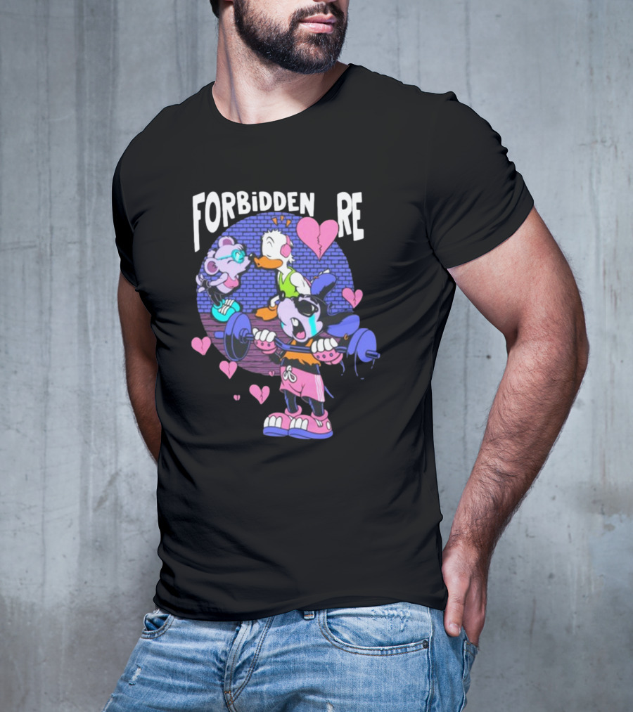 FORBIDDEN RE Broke Heart Cartoon Parody With Weights And Pink Hearts T-Shirt