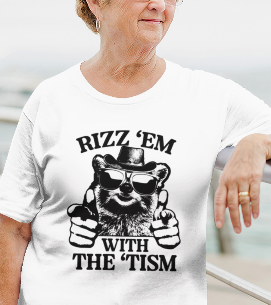 Raccoon In Sunglasses And Hat Rizz 'Em With The 'Tism Gotfunny T-Shirt