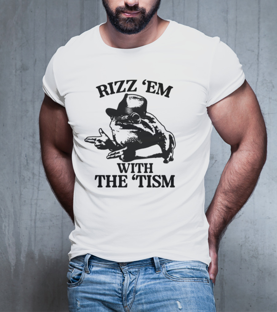 Rizz 'Em With The 'Tism Frog Hat Gesture T-Shirt