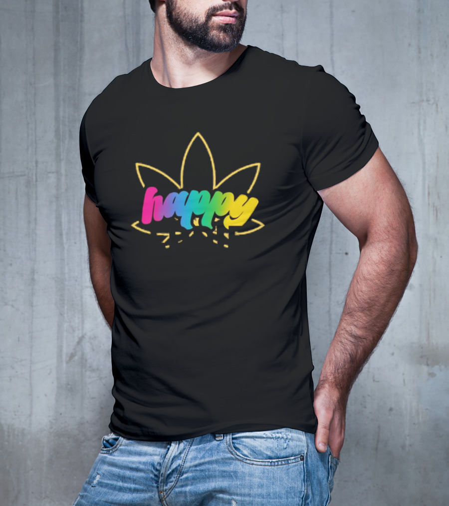 Happy Eddie Freestyle Rainbow Font Leaf T-Shirt