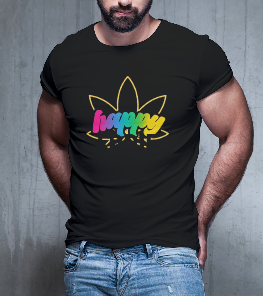 Happy Eddie Freestyle Rainbow Font Leaf T-Shirt