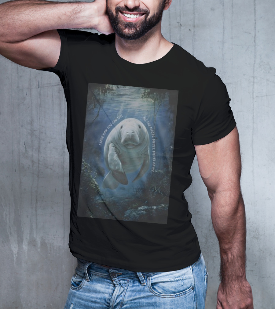Waveygoods I Love How You Can Tell All The Pieces Pieces Pieces Of Me Manatee Ocean Scene T-Shirt