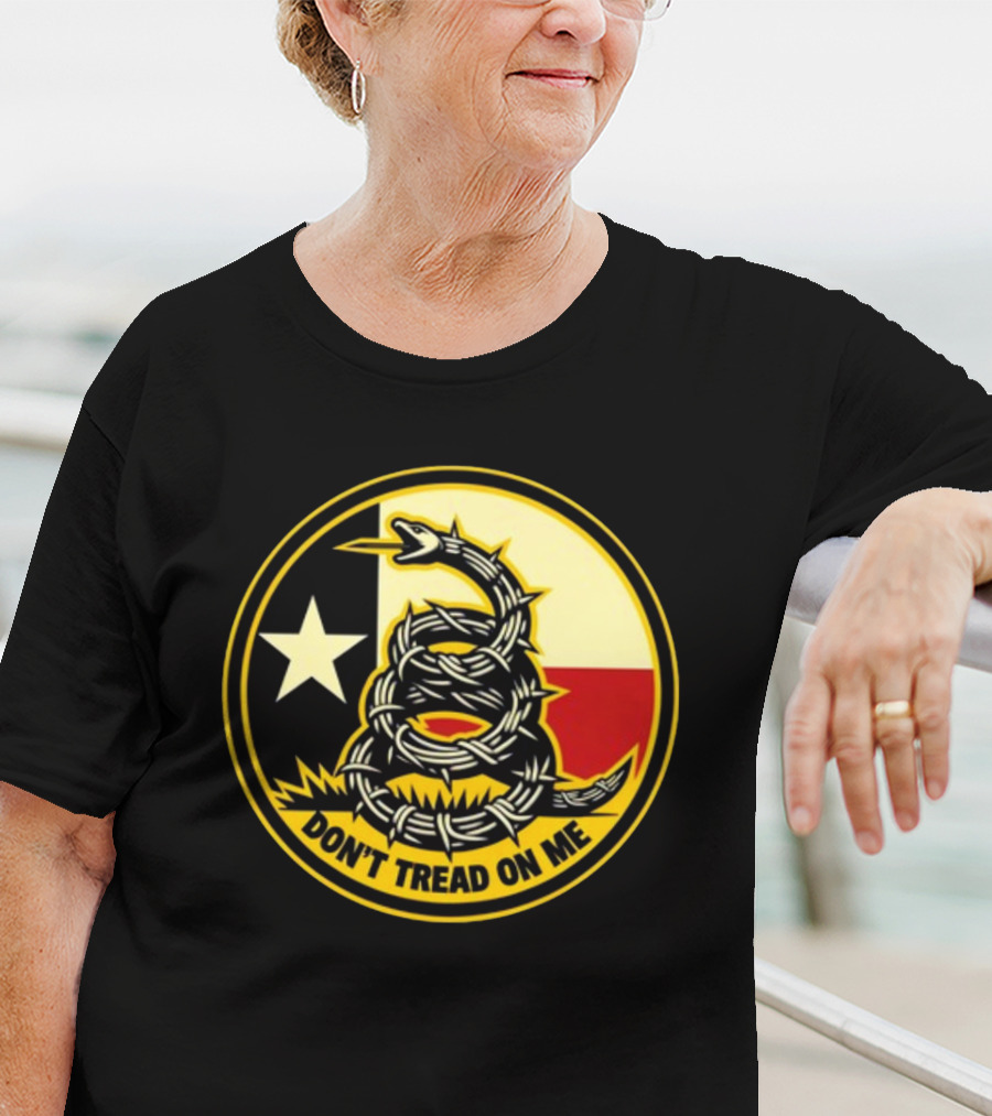 Don't Tread On Me Barbed Snake With Texas Flag Star T-Shirt