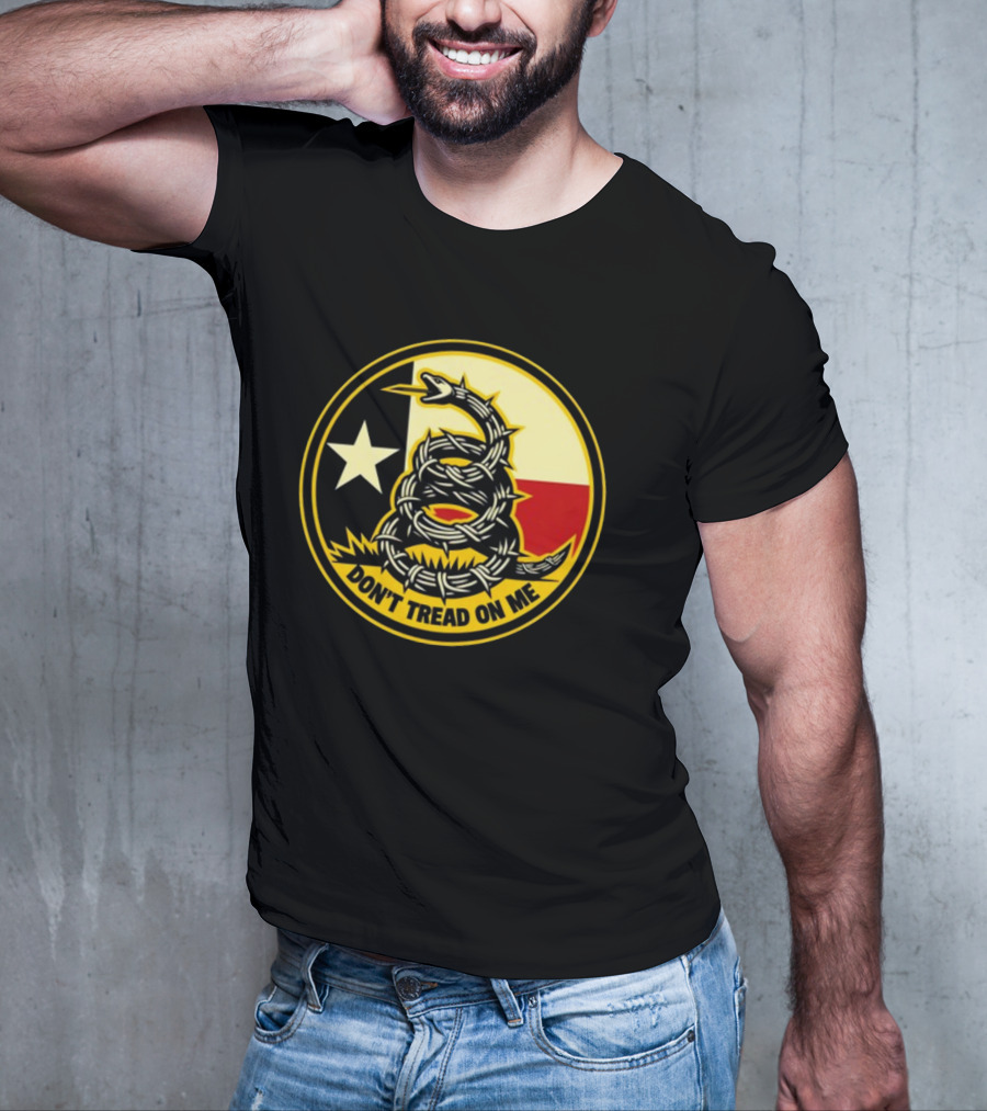 Don't Tread On Me Barbed Snake With Texas Flag Star T-Shirt