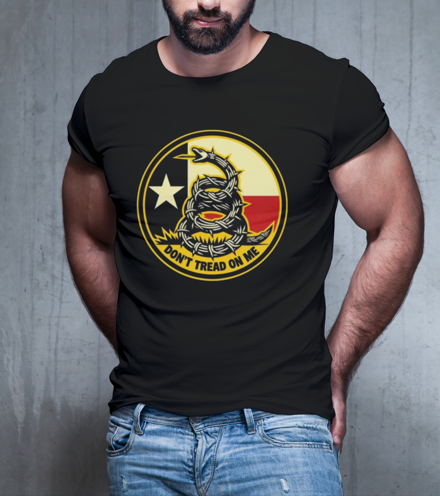 Don't Tread On Me Barbed Snake With Texas Flag Star T-Shirt